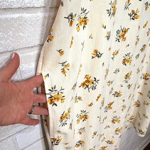 Old Navy Linen Blend Midi Dress‎ Size XXL Tall Floral Cottage Beachy Lagenlook - Picture 6 of 11